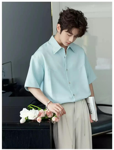 Chuan Pleated Clean Fit Shirt-korean-fashion-Shirt-Chuan's Closet-OH Garments