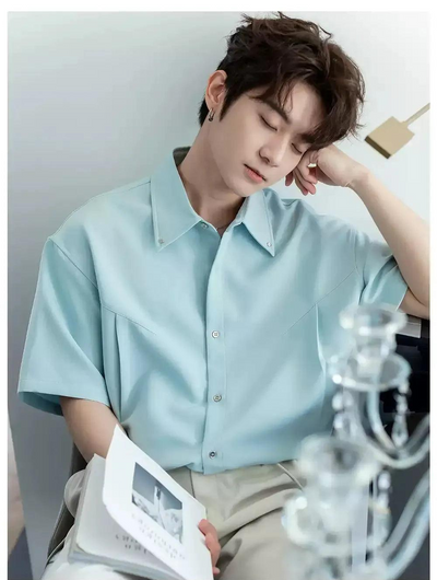 Chuan Pleated Clean Fit Shirt-korean-fashion-Shirt-Chuan's Closet-OH Garments