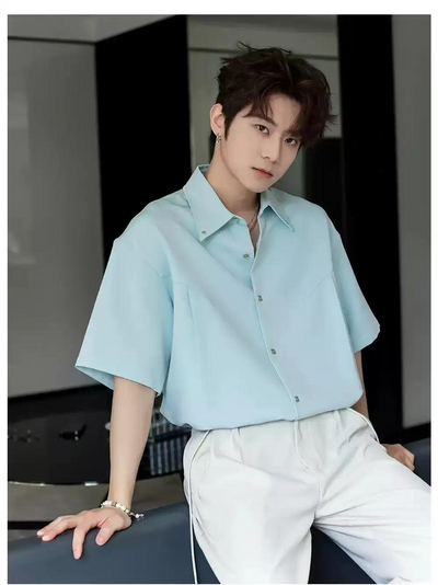 Chuan Pleated Clean Fit Shirt-korean-fashion-Shirt-Chuan's Closet-OH Garments