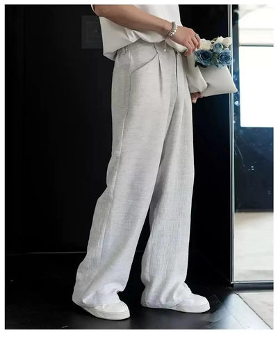 Chuan Pleated Textured Wide Leg Pants-korean-fashion-Pants-Chuan's Closet-OH Garments