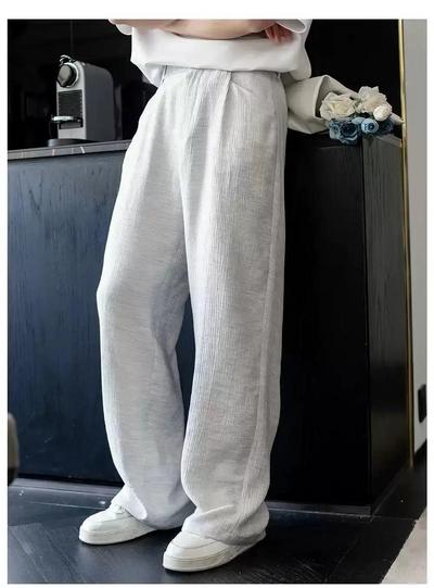 Chuan Pleated Textured Wide Leg Pants-korean-fashion-Pants-Chuan's Closet-OH Garments