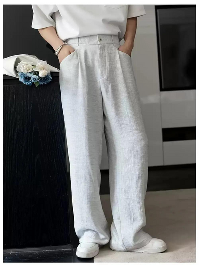 Chuan Pleated Textured Wide Leg Pants-korean-fashion-Pants-Chuan's Closet-OH Garments