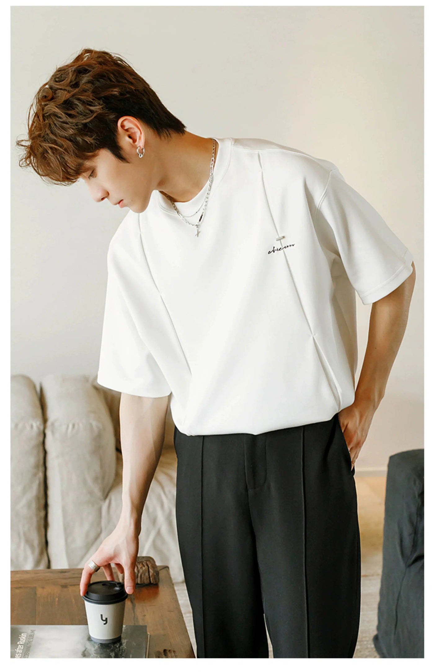 Chuan Relaxed Fit Signature Logo T-Shirt-korean-fashion-T-Shirt-Chuan's Closet-OH Garments