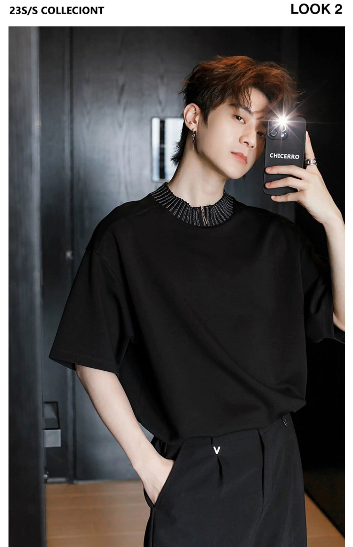 Chuan Ribbed Neck Detail T-Shirt-korean-fashion-T-Shirt-Chuan's Closet-OH Garments