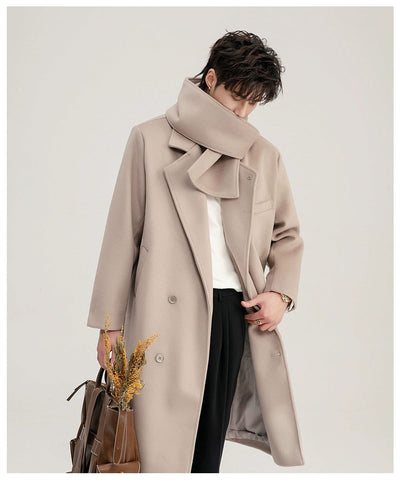 Chuan Scarf Detail Minimal Overcoat-korean-fashion-Long Coat-Chuan's Closet-OH Garments