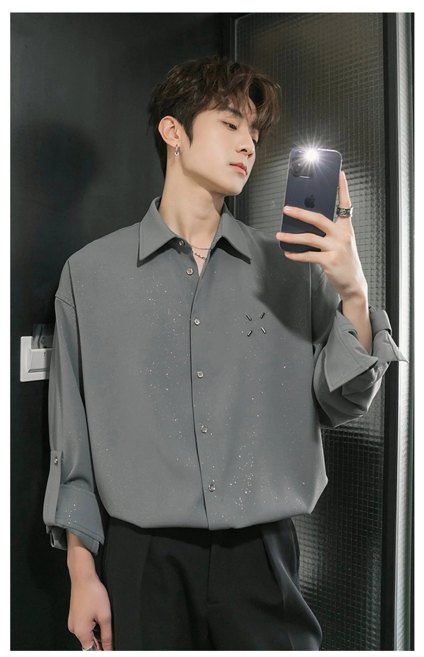 Chuan Scattered Dust Buttoned Shirt-korean-fashion-Shirt-Chuan's Closet-OH Garments