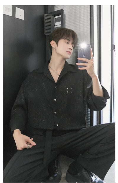 Chuan Scattered Dust Buttoned Shirt-korean-fashion-Shirt-Chuan's Closet-OH Garments