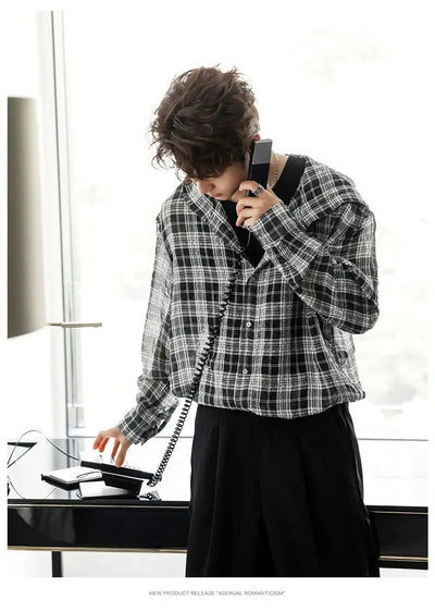Chuan Sheer Plaid Hooded Shirt-korean-fashion-Shirt-Chuan's Closet-OH Garments