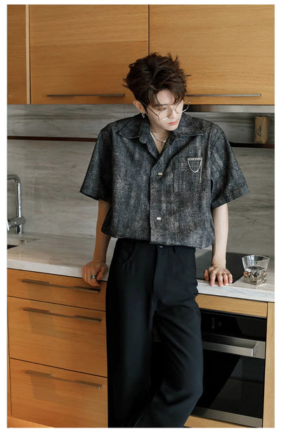 Chuan Short Sleeve Textured Shirt-korean-fashion-Shirt-Chuan's Closet-OH Garments