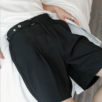 Chuan Snap Buttons Suit Shorts-korean-fashion-Shorts-Chuan's Closet-OH Garments