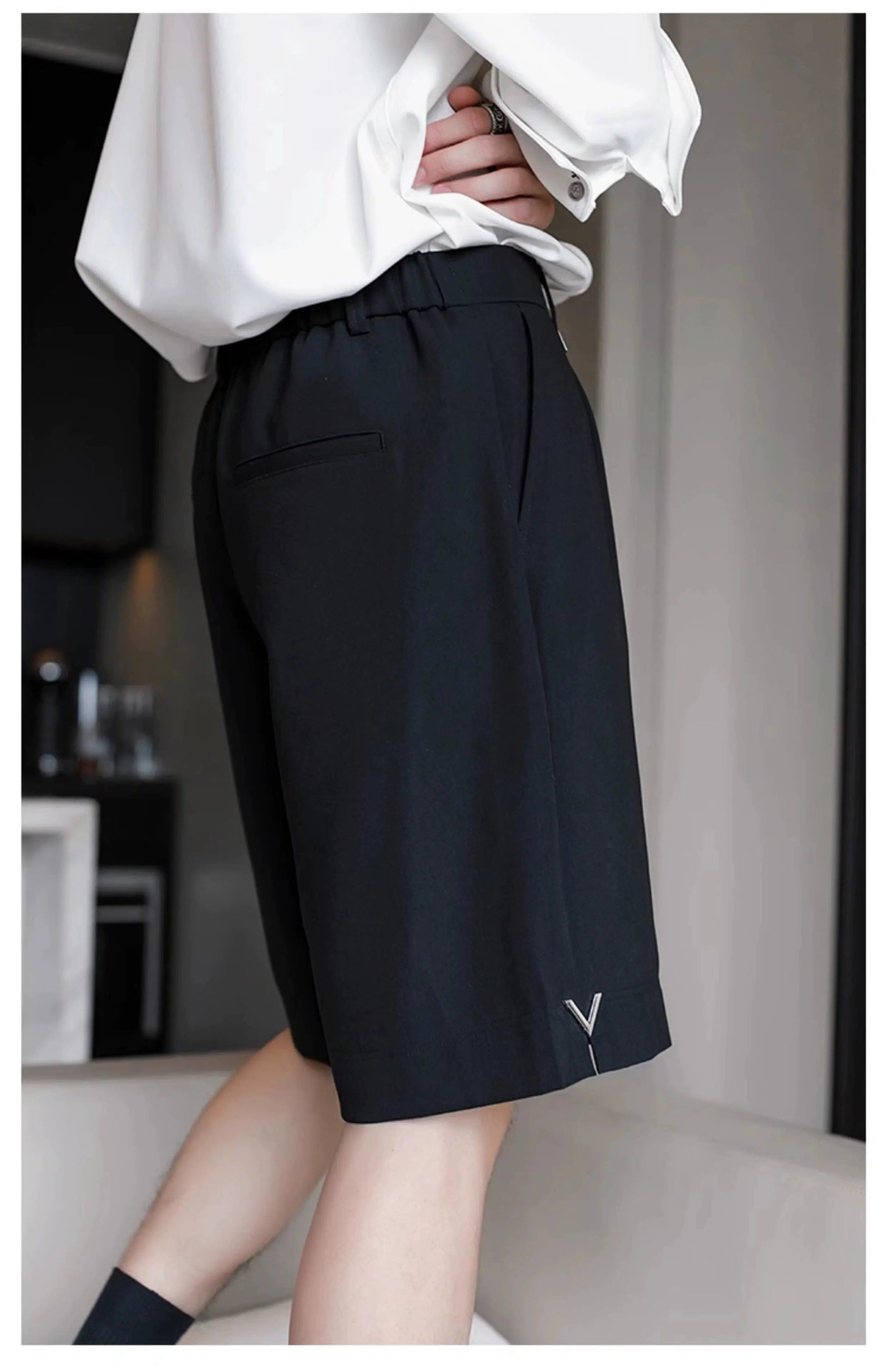 Chuan Solid Color Suit Shorts-korean-fashion-Shorts-Chuan's Closet-OH Garments