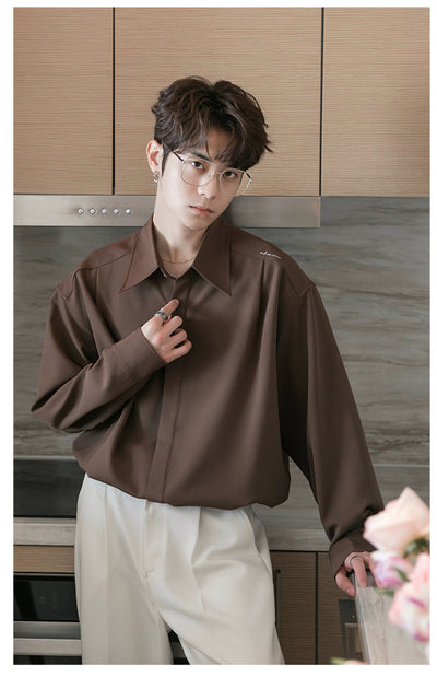 Chuan Solid Color Versatile Shirt-korean-fashion-Shirt-Chuan's Closet-OH Garments