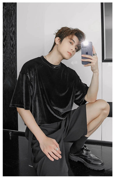 Chuan Solid Light Velvet T-Shirt-korean-fashion-T-Shirt-Chuan's Closet-OH Garments