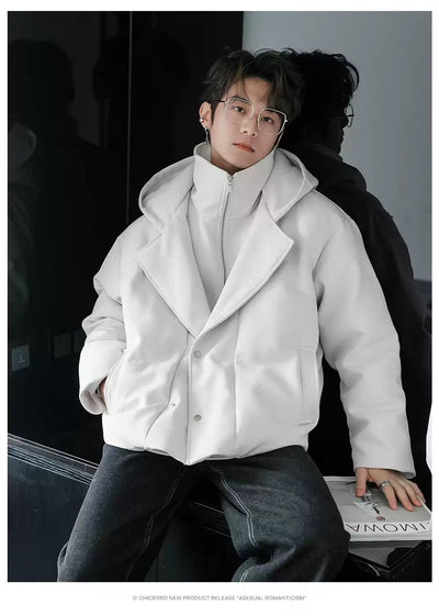 Chuan Stand-Up Collar Layered Hooded Puffer Jacket-korean-fashion-Jacket-Chuan's Closet-OH Garments