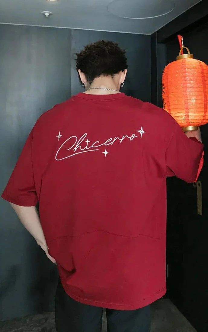 Chuan Stitched Sparkling Logo T-Shirt-korean-fashion-T-Shirt-Chuan's Closet-OH Garments