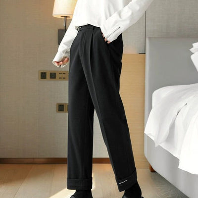 Chuan Straight Leg Cropped Trousers-korean-fashion-Pants-Chuan's Closet-OH Garments