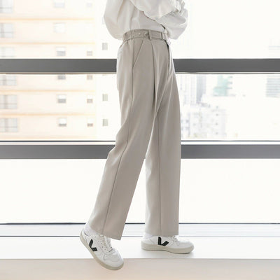 Chuan Straight Leg Pleated Pants-korean-fashion-Pants-Chuan's Closet-OH Garments