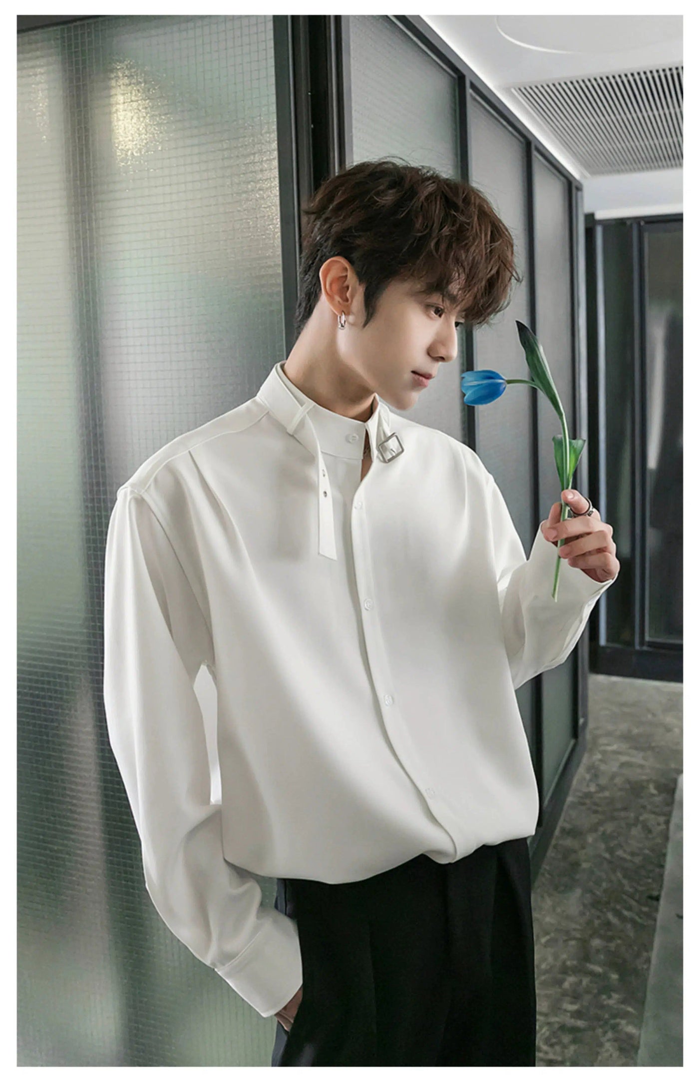 Chuan Strap Neck Belt Shirt-korean-fashion-Shirt-Chuan's Closet-OH Garments