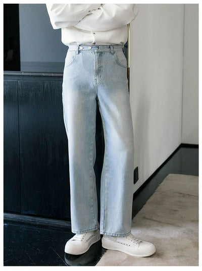 Chuan Strapped Waist Straight Jeans-korean-fashion-Jeans-Chuan's Closet-OH Garments