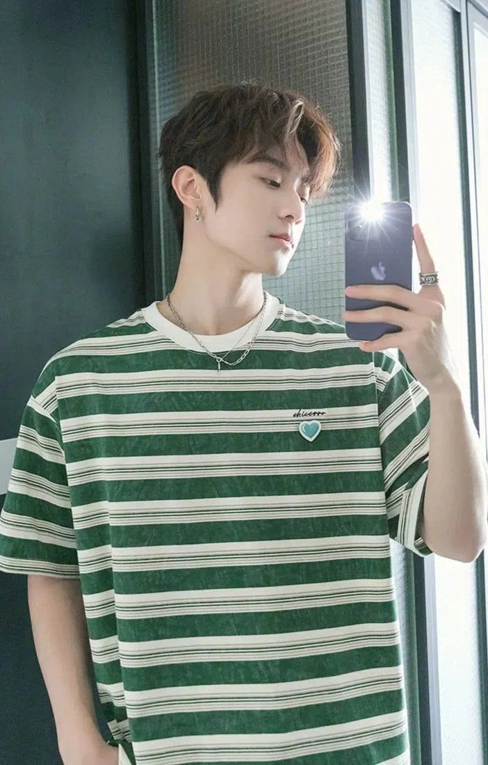 Chuan Striped Blocks Casual T-Shirt-korean-fashion-T-Shirt-Chuan's Closet-OH Garments