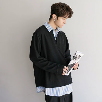 Chuan Striped Layered Sweater-korean-fashion-Sweater-Chuan's Closet-OH Garments