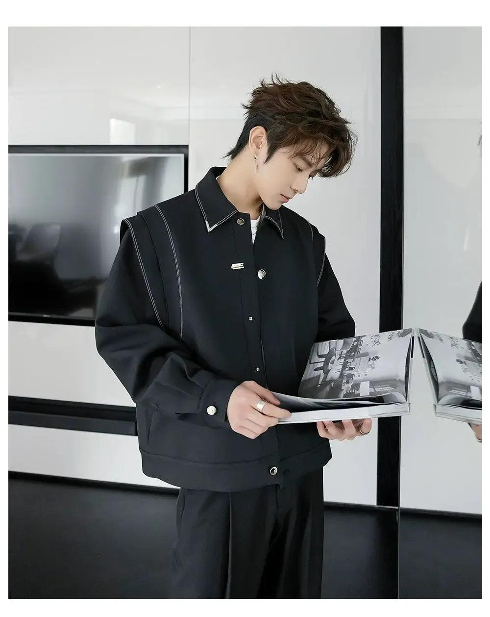 Chuan Structured Buttoned Jacket-korean-fashion-Jacket-Chuan's Closet-OH Garments
