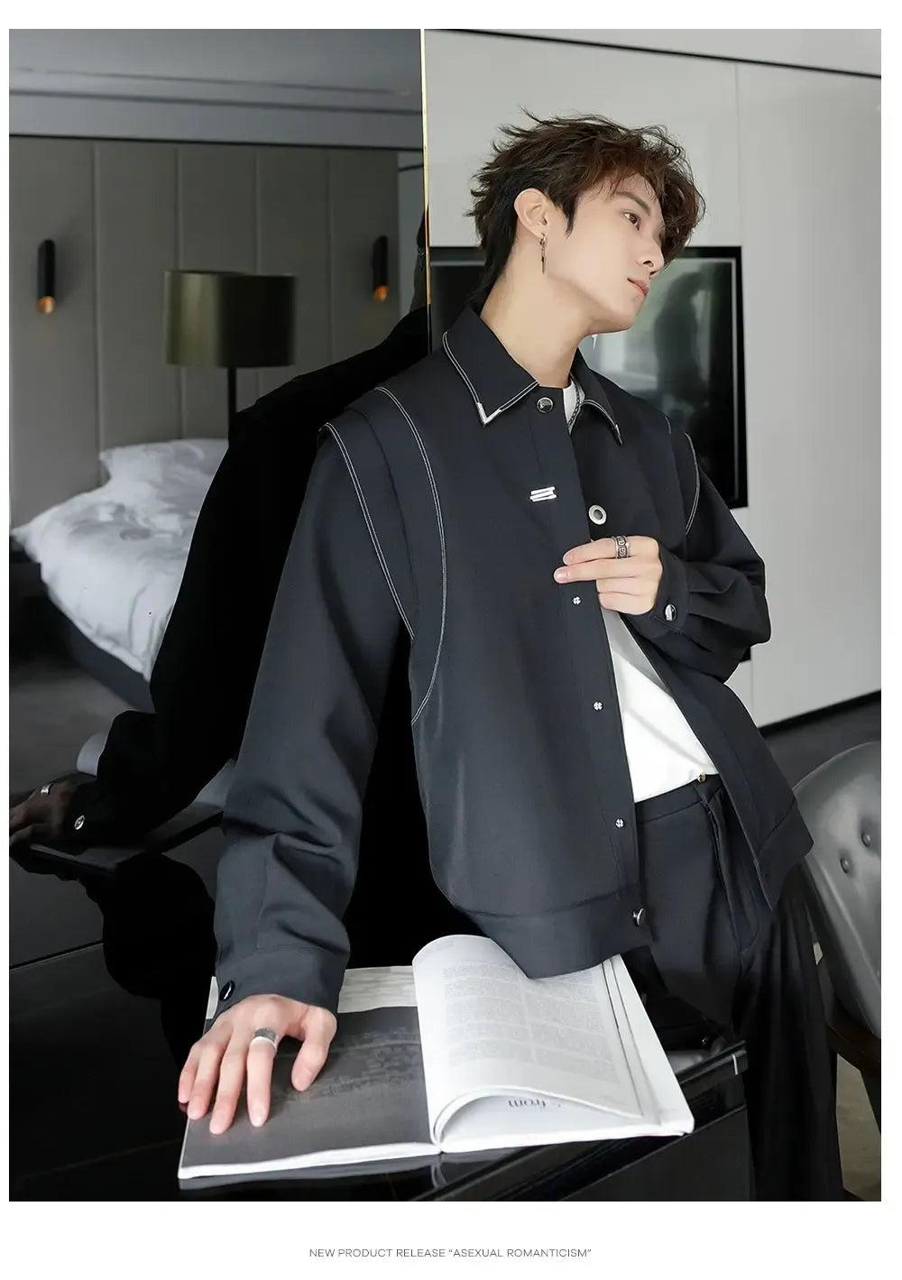 Chuan Structured Buttoned Jacket-korean-fashion-Jacket-Chuan's Closet-OH Garments