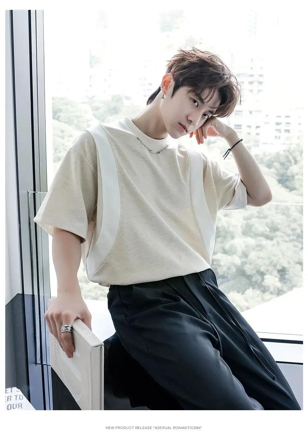 Chuan Structured Chain Detail T-Shirt-korean-fashion-T-Shirt-Chuan's Closet-OH Garments