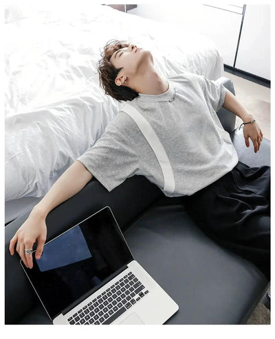 Chuan Structured Chain Detail T-Shirt-korean-fashion-T-Shirt-Chuan's Closet-OH Garments
