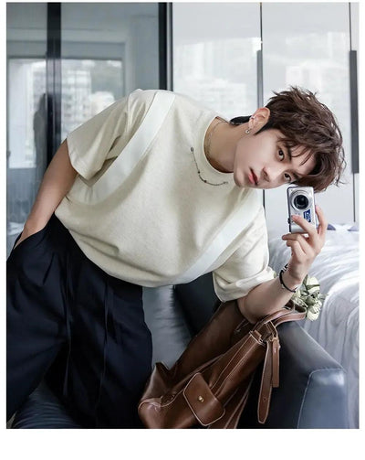 Chuan Structured Chain Detail T-Shirt-korean-fashion-T-Shirt-Chuan's Closet-OH Garments