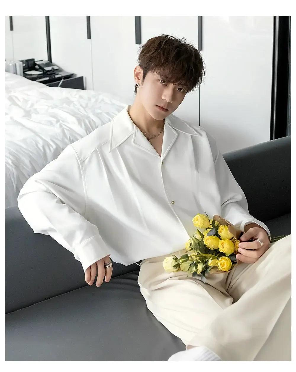 Chuan Structured Relaxed Flow Shirt-korean-fashion-Shirt-Chuan's Closet-OH Garments