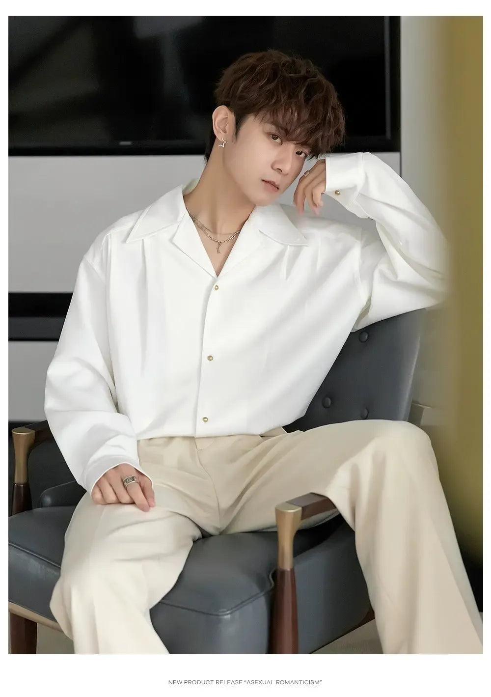 Chuan Structured Relaxed Flow Shirt-korean-fashion-Shirt-Chuan's Closet-OH Garments