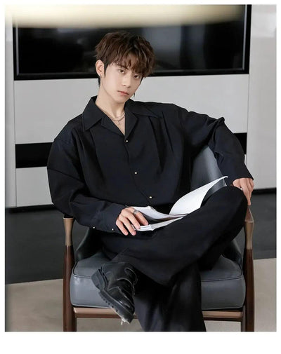 Chuan Structured Relaxed Flow Shirt-korean-fashion-Shirt-Chuan's Closet-OH Garments