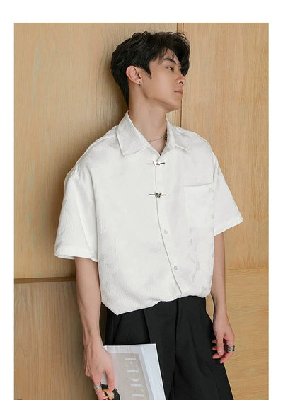 Chuan Textured Butterflies Pattern Shirt-korean-fashion-Shirt-Chuan's Closet-OH Garments