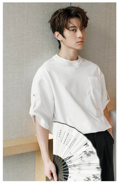 Chuan Textured Front Pocket T-Shirt-korean-fashion-T-Shirt-Chuan's Closet-OH Garments
