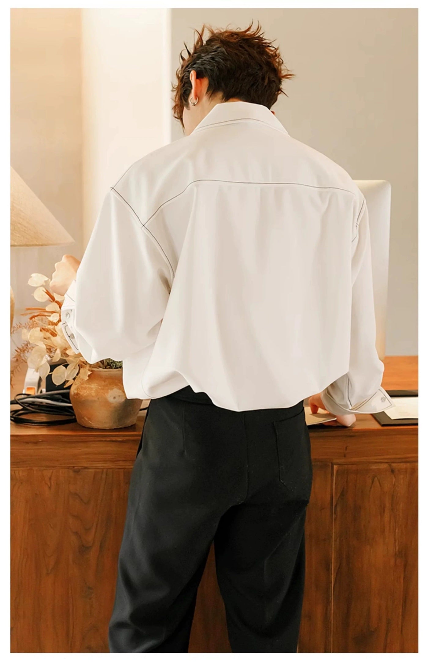 Chuan Thin Stitch Outline Shirt-korean-fashion-Shirt-Chuan's Closet-OH Garments
