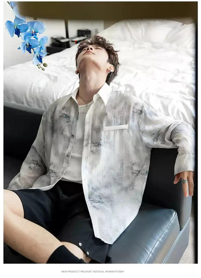 Chuan Thin Tie-Dyed Effect Shirt-korean-fashion-Shirt-Chuan's Closet-OH Garments