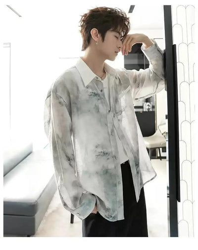Chuan Thin Tie-Dyed Effect Shirt-korean-fashion-Shirt-Chuan's Closet-OH Garments