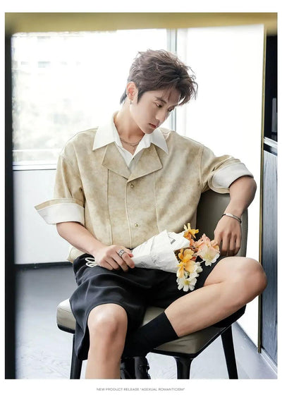 Chuan Tie-Dye Folded Sleeve S/S Shirt-korean-fashion-Shirt-Chuan's Closet-OH Garments
