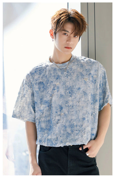 Chuan Tie-Dye Metal Detail T-Shirt-korean-fashion-T-Shirt-Chuan's Closet-OH Garments