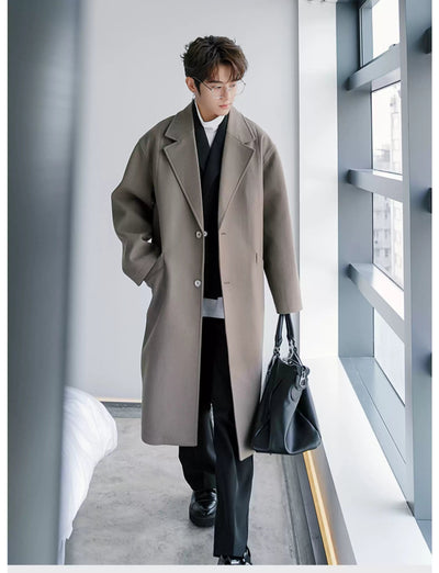 Chuan Two-Pocket Blend Wool Long Coat-korean-fashion-Long Coat-Chuan's Closet-OH Garments