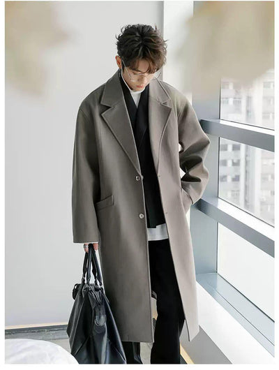 Chuan Two-Pocket Blend Wool Long Coat-korean-fashion-Long Coat-Chuan's Closet-OH Garments