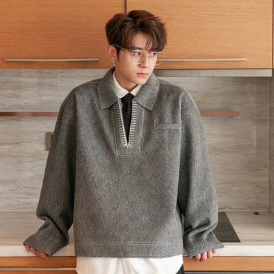 Chuan V-Neck Pullover Jacket-korean-fashion-Jacket-Chuan's Closet-OH Garments