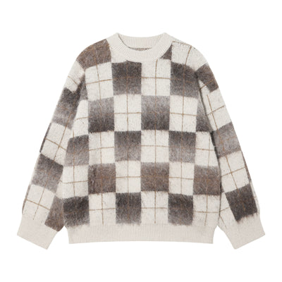 Chuan Wide Checkered Mohair Sweater-korean-fashion-Sweater-Chuan's Closet-OH Garments