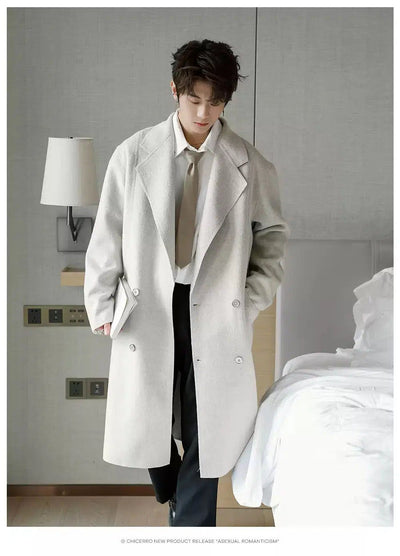 Chuan Woollen Double Breasted Overcoat-korean-fashion-Long Coat-Chuan's Closet-OH Garments