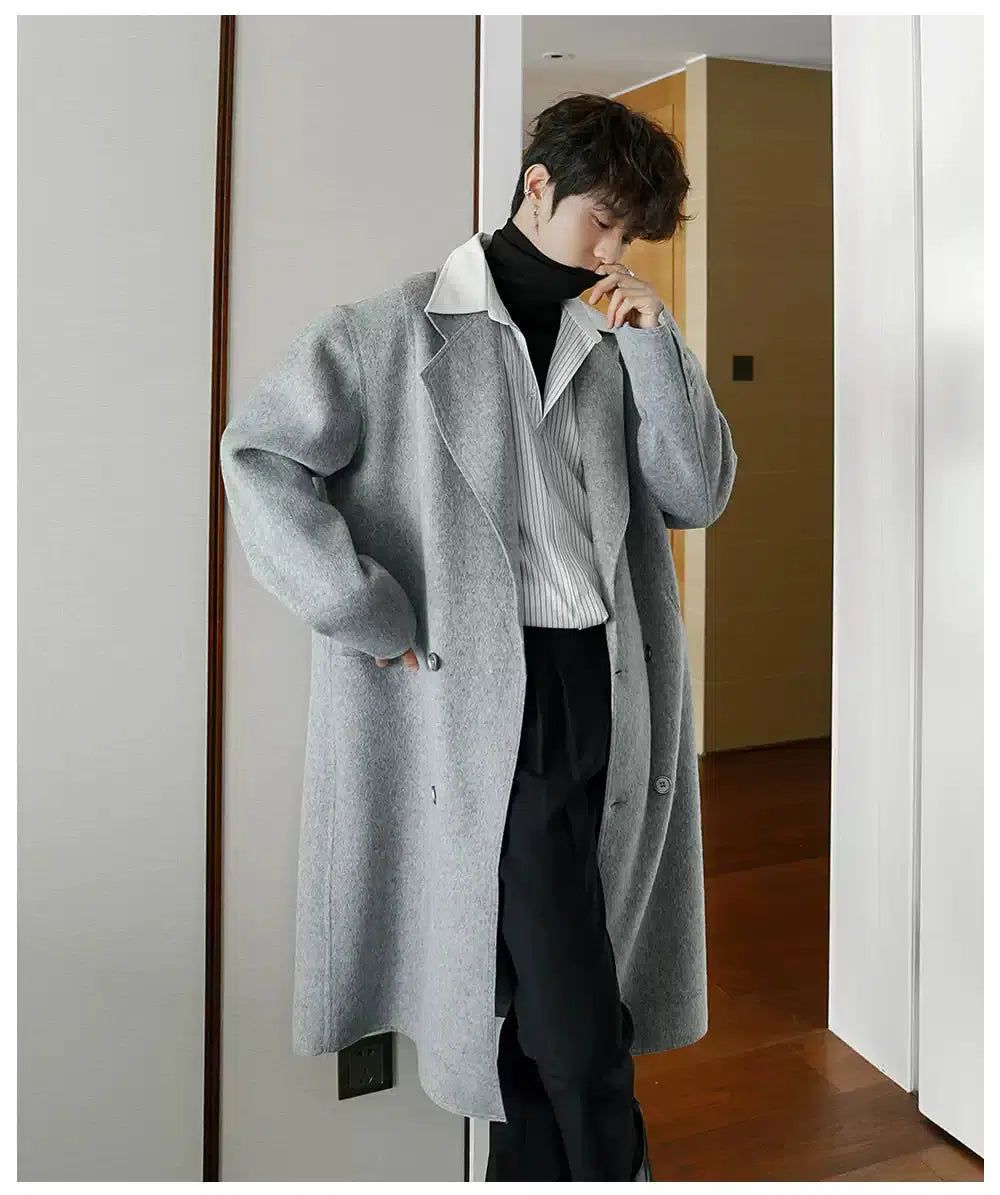 Chuan Woollen Double Breasted Overcoat-korean-fashion-Long Coat-Chuan's Closet-OH Garments