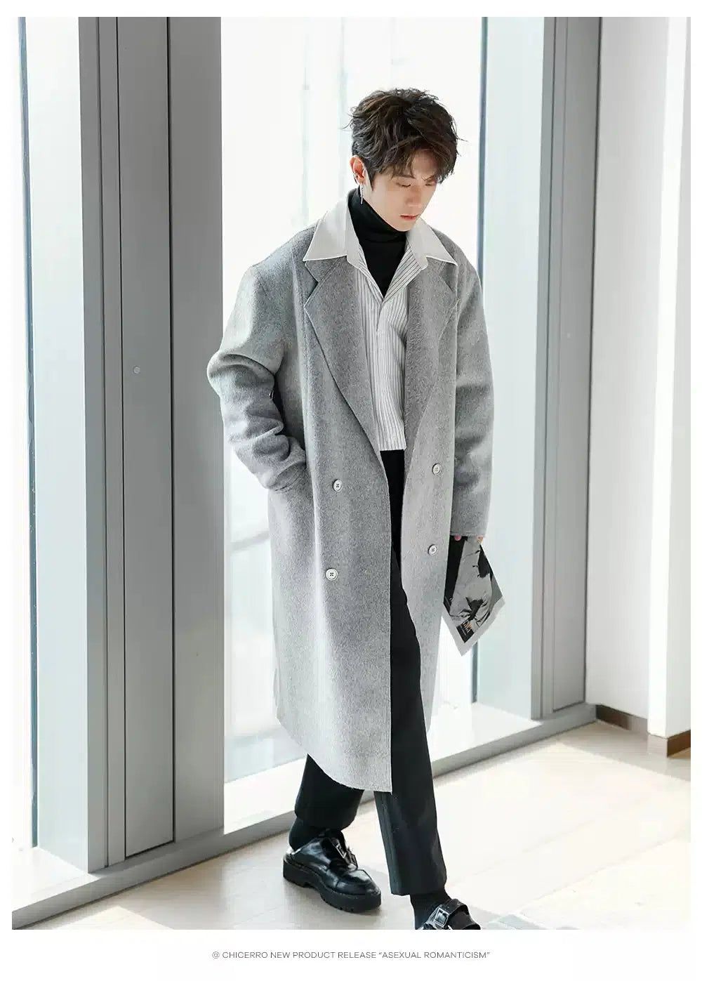 Chuan Woollen Double Breasted Overcoat-korean-fashion-Long Coat-Chuan's Closet-OH Garments