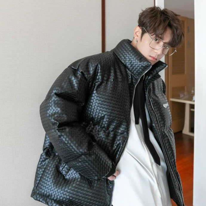 Chuan Woven Textured Puffer Jacket-korean-fashion-Jacket-Chuan's Closet-OH Garments