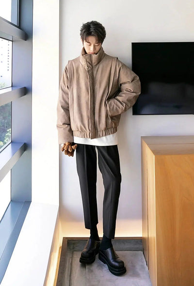 Chuan Zip-Up Faux Leather Jacket-korean-fashion-Jacket-Chuan's Closet-OH Garments