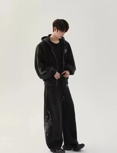 Cui 07 Grunge Print Hoodie & Sweatpants Set-korean-fashion-Clothing Set-Cui's Closet-OH Garments